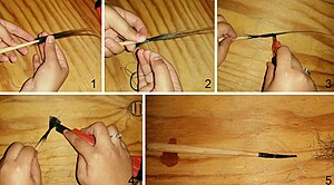 Steps for making traditional donkey hair brush.