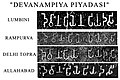 Various "Devanampiya Piyadasi" inscriptions on the Pillars of Ashoka.