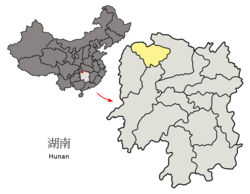 Location of Zhangjiajie City jurisdiction in Hunan