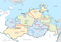 The border between Pomerania and Mecklenburg running through Mecklenburg-Vorpommern