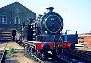 N7 0-6-2T locomotive outside Stratford Works DRS (1991)