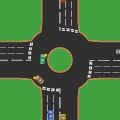 Image 2 Roundabout Photo credit: Fredrik and Mintguy A diagram of movement within a roundabout in a country where traffic drives on the left. A roundabout is a type of road junction, or traffic calming device, at which traffic streams circularly around a central island after first yielding to the circulating traffic. Unlike with traffic circles, vehicles on a roundabout have priority over the entering vehicle, parking is not allowed and pedestrians are usually prohibited from the central island. More featured pictures