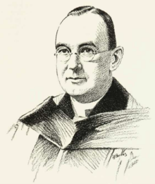 Sketch of Arthur O'Leary in academic regalia