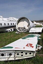 Aircraft remains in a field