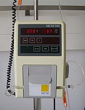 Photograph of a simple, single infusion IV pump