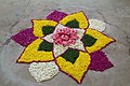 Rangoli with flowers at Chennai