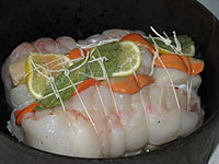 Roasting of burbot with scallops (France) to be cooked