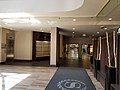 Sheraton Hamilton lobby, parking elevator, and exit into Jackson Square mall