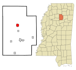 Location of Bruce, Mississippi