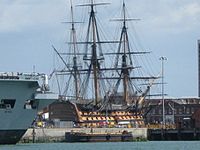 HMS Victory at drydock in Portsmouth Harbour, 2007