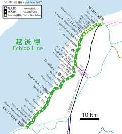 Kashiwazaki Station is located in JR Echigo Line