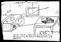 Fig. 4a. Bell's neighbor, P.D. Richards, drew a sketch on November 9, 1874, showing the experiments he had witnessed in which Bell sent telegraphic messages over wires using a liquid transmitter filled with mercury.