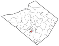 Location of Shillington in Berks County, Pennsylvania