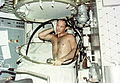 Jack Lousma takes a shower in the station's living quarters.