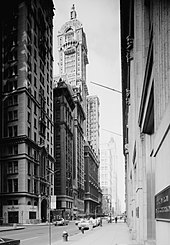 Photograph of the Singer Building as seen from Broadway