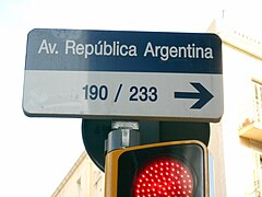 Road plate: Avinguda de la República Argentina.