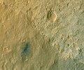Curiosity's landing site, Bradbury Landing, as seen by MRO/HiRISE (August 14, 2012)