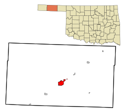 Location within Texas County and Oklahoma