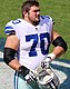 Zack Martin, 2012 captain. He set the record for most starts as an offensive lineman at Notre Dame with 52 during his college career. His MVP honors in the 2013 Pinstripe Bowl were also the first to be received by an offensive lineman in a FBS bowl game at any school since Jay Huffman in 1959.