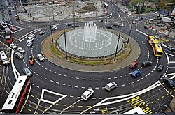 The busy roundabout on Slavija Square