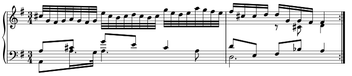 The final two bars of the first section of Variation 13.