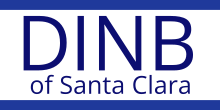 The logo of the Deposit Insurance National Bank of Santa Clara. Two horizontal lines are on the top and bottom of the logo. The letters 'DINB' are large, and 'of Santa Clara' are below it in a smaller font.