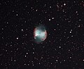 Dumbbell Nebula, north is diagonal left-up