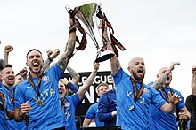 Stockport County lift the National League trophy