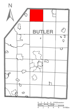 Map of Butler County, Pennsylvania, highlighting Marion Township