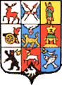 Among the coats of arms of "principalities and regions of Great Russia" on the Coat of Arms of the Russian Empire.[109] Modern reconstruction by R. I. Malanichev