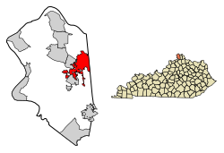 Location of Florence in Boone County, Kentucky.