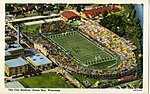 Postcard showing an aerial view of City Stadium
