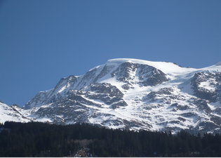 The Dômes in winter seen from the Les Contamines-Montjoie.