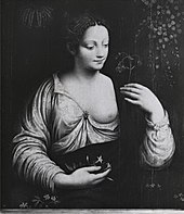 After Francesco Melzi, "La Colombina (Flora)," after mid-16th century. Oil on cradled panel, 29 1/2 × 25 in (74.93 × 63.5 cm). Virginia Museum of Fine Arts (53.29.4).[20]
