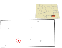 Location of Edgeley, North Dakota