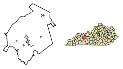 Location of Fordsville in Ohio County, Kentucky.