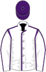 White, purple seams and cap