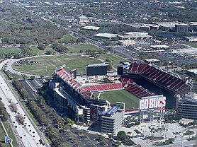 Aerial photograph of the Raymond James Stadium and the surrounding area