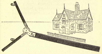 A centrolinead of Farey's type with a house drawn in two-point perspective.