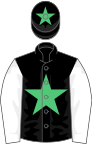 Black, Emerald Green star on body and cap, White sleeves