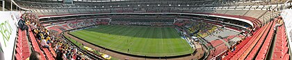 A panorama of the Estadio Azteca during a match