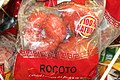 A bag of frozen rukutu for sale at a California market, 2009, and the orange variety is commonly cultivated in coastal Southern California and can be found fresh year-round in produce sections of ethnic markets.