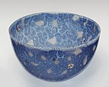 Decorated Venetian glass bowl