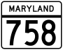 Maryland Route 758 marker