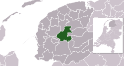 Highlighted former position of Boarnsterhim in a municipal map of Friesland