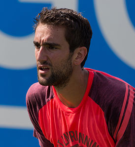 Marin Čilić during practice at the Queens Club Aegon Championships in London, England.