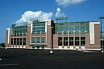 View of the side of Lambeau Field from the parking lot
