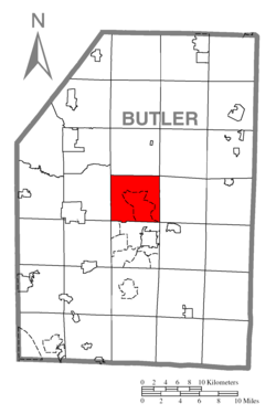 Map of Butler County, Pennsylvania, highlighting Center Township