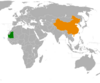 Location map for China and Mauritania.