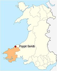 Poppit Sands, showing its location within Pembrokeshire